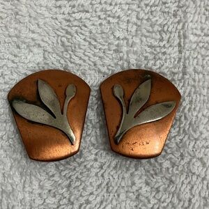 🌼Vintage 50’s🌼 Copper and Silver Leaf Earrings - Women Jewelry Earrings